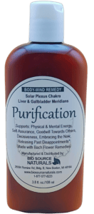 Body-Mind PurificationLotion for solar plexus chakra and liver and gallbladder meridians. Helpful to support emotions of self-assurance, goodwill towards others, decisiveness, embracing the now, releasing past disappointments. Made with Bach Flower Remedies, pure essential oils, artisan gem elixirs. Color charged.